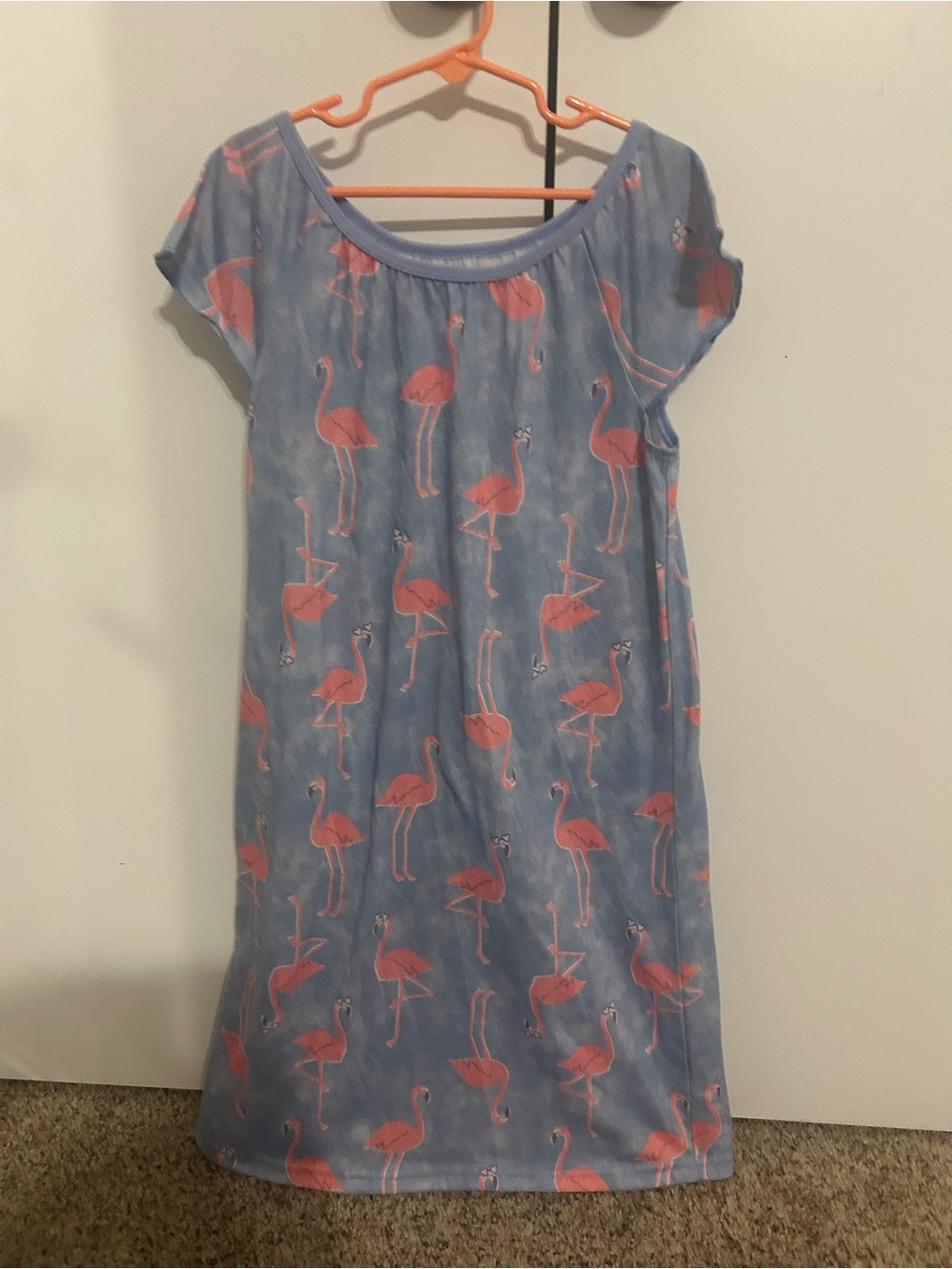 Girls blue and pink flamingo night gown comfy size 10 Carter’s good condition